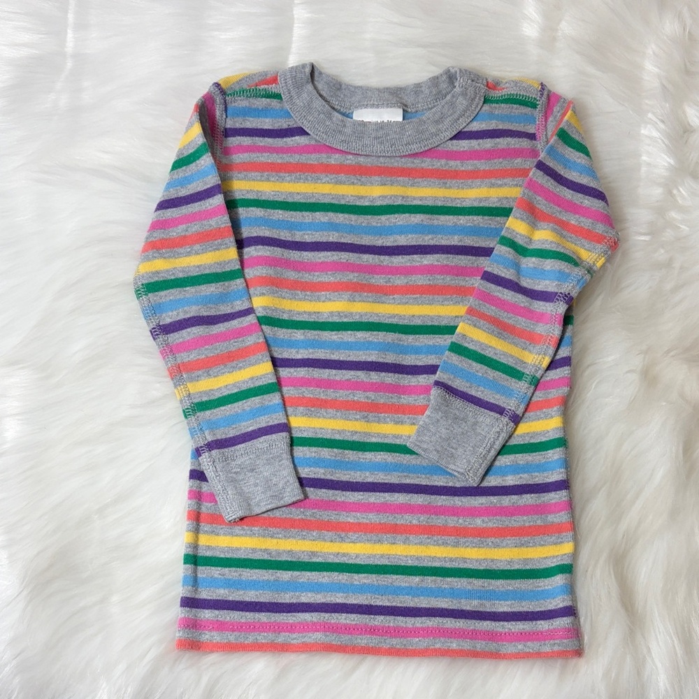 Hanna Andersson Rainbow Stripe Organic Cotton Pajama 2 Piece Set - Picture 2 of 8